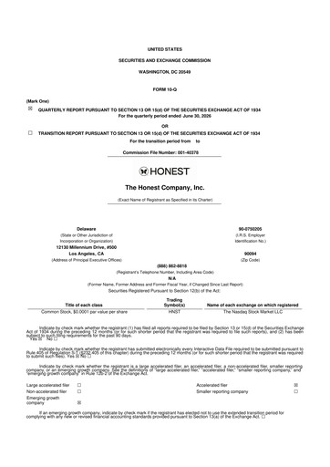 Thumbnail The Honest Company 10-Q Quarterly Report FY2026 