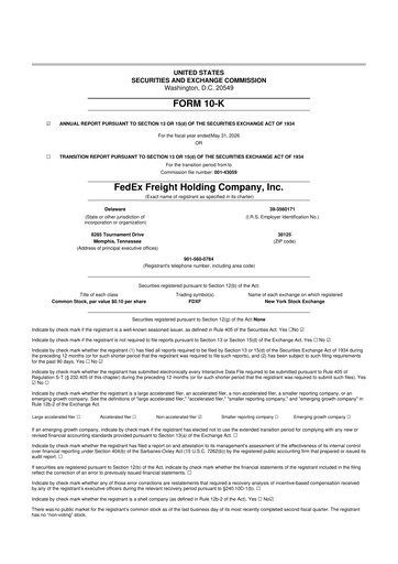 Thumbnail FedEx Freight 10-K Annual Report 2026