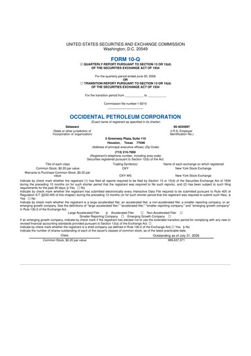 Thumbnail Occidental Petroleum 10-Q Quarterly Report FY2026 