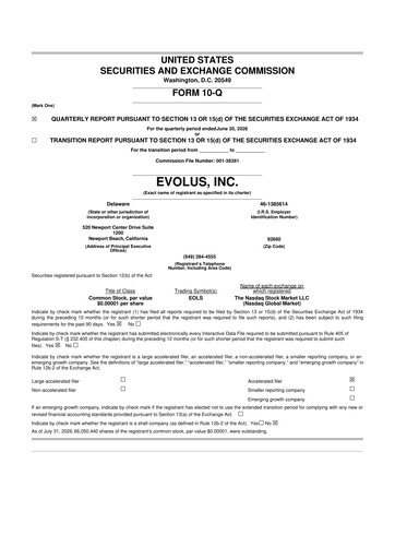 Thumbnail Evolus
 10-Q Quarterly Report FY2026 