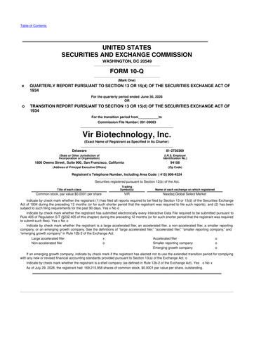 Thumbnail Vir Biotechnology
 10-Q Quarterly Report FY2026 