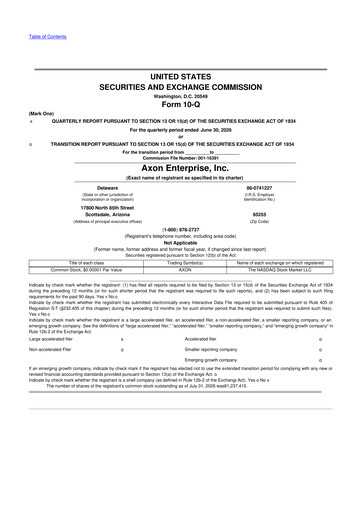 Thumbnail Axon Enterprise
 10-Q Quarterly Report FY2026 