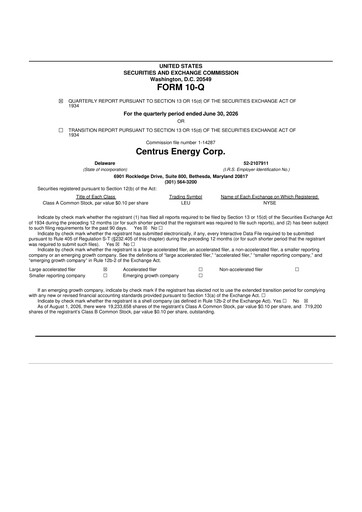 Thumbnail Centrus Energy 10-Q Quarterly Report FY2026 