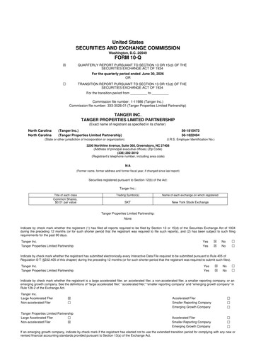 Thumbnail Tanger Inc.
 10-Q Quarterly Report FY2026 