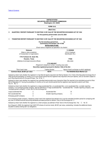 Thumbnail Nutex Health 10-Q Quarterly Report FY2026 