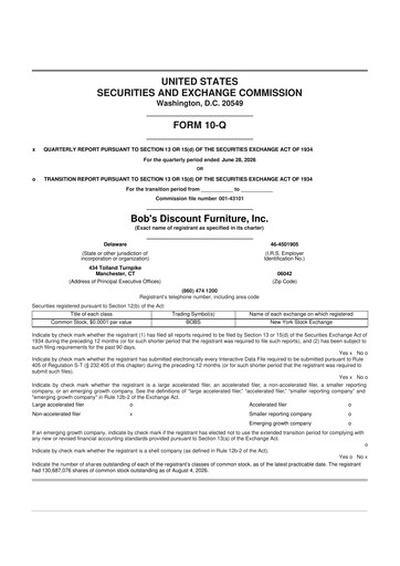 Thumbnail Bob's Discount Furniture 10-Q Quarterly Report FY2026 