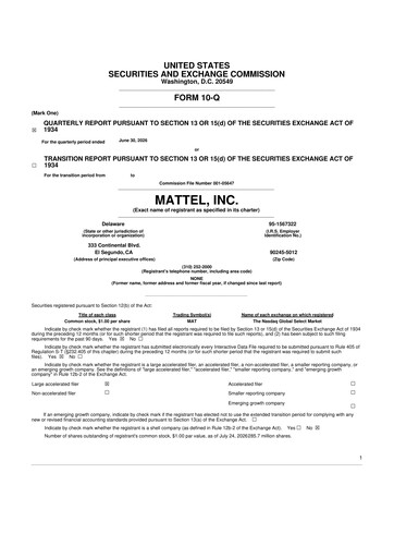 Thumbnail Mattel
 10-Q Quarterly Report FY2026 