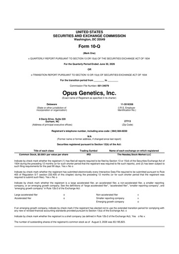 Vorschaubild Opus Genetics 10-Q Quartalsbericht 2026 