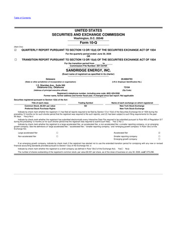 Miniature SandRidge Energy
 10-Q Rapport trimestriel 2026 
