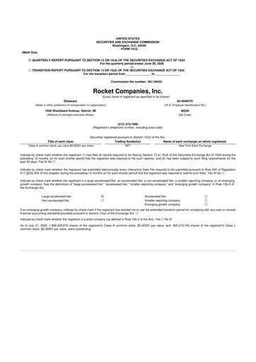 Thumbnail Rocket Companies
 10-Q Quarterly Report FY2026 