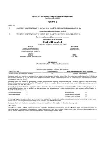 Thumbnail Kestrel Group 10-Q Quarterly Report FY2026 