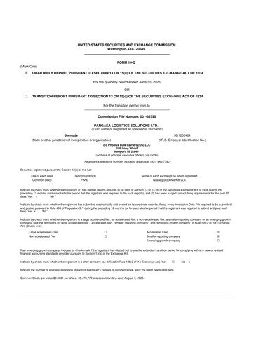 Thumbnail Pangaea Logistics Solutions 10-Q Quarterly Report FY2026 