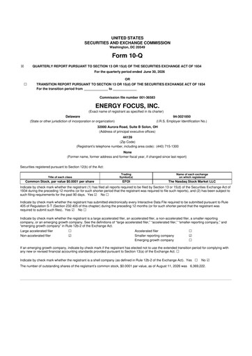 Thumbnail Energy Focus 10-Q Quarterly Report FY2026 