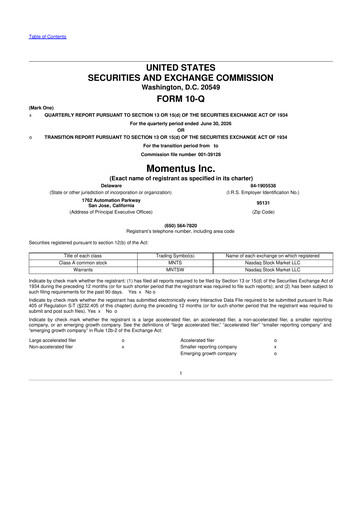 Miniature Momentus Inc. 10-Q Rapport trimestriel 2026 