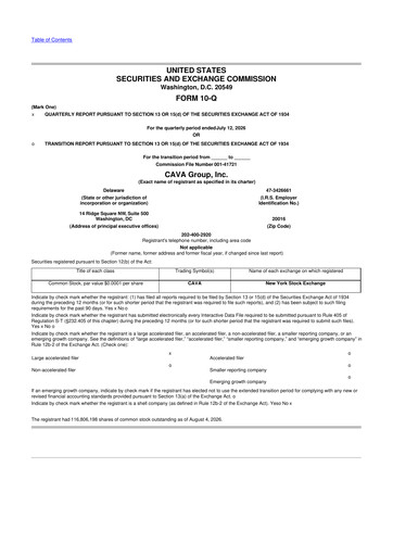 Thumbnail CAVA Group 10-Q Quarterly Report FY2026 
