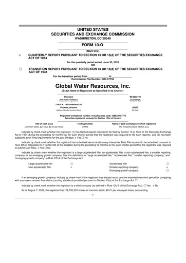 Thumbnail Global Water Resources 10-Q Quarterly Report FY2026 