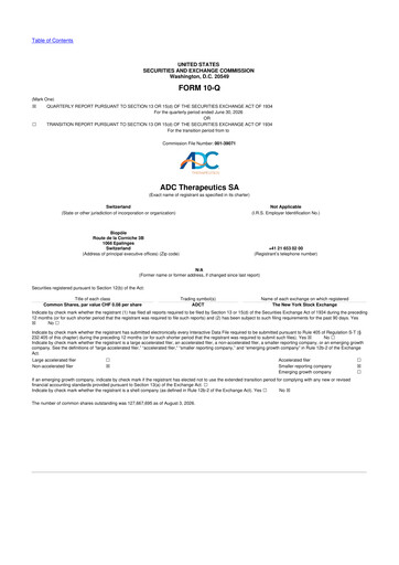 Thumbnail ADC Therapeutics 10-Q Quarterly Report FY2026 