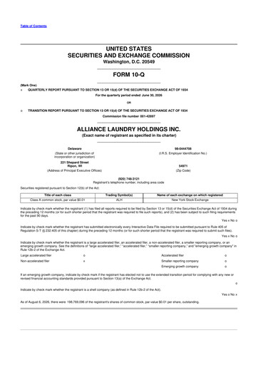 Thumbnail Alliance Laundry Holdings 10-Q Quarterly Report FY2026 