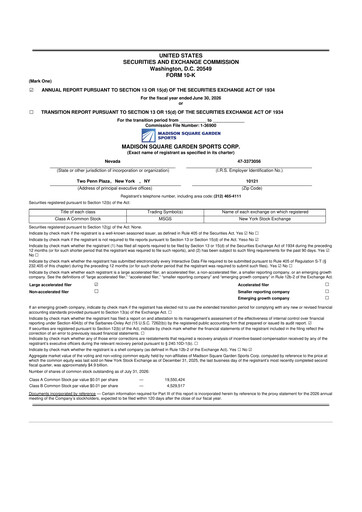 Thumbnail Madison Square Garden Sports 10-K Annual Report 2026