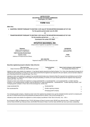Miniature Intuitive Machines 10-Q Rapport trimestriel 2026 