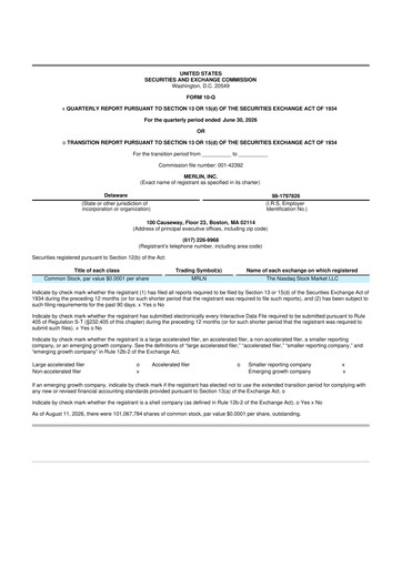 Miniature Merlin, Inc. 10-Q Rapport trimestriel 2026 