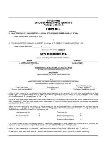 Thumbnail Skye Bioscience 10-Q Quarterly Report FY2026 