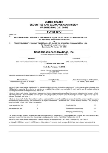Thumbnail Senti Biosciences 10-Q Quarterly Report FY2026 
