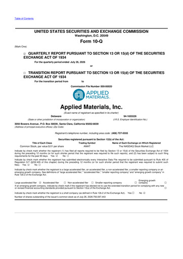 Vorschaubild Applied Materials 10-Q Quartalsbericht 2026 