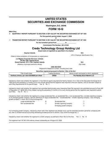 Thumbnail Credo Technology 10-Q Quarterly Report FY2027 