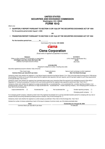 Thumbnail Ciena 10-Q Quarterly Report FY2026 