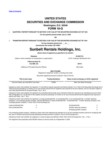 Thumbnail Sunbelt Rentals 10-Q Quarterly Report FY2027 