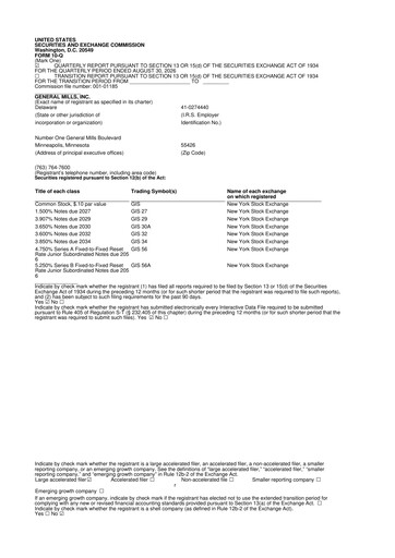 Thumbnail General Mills 10-Q Quarterly Report FY2027 Q1