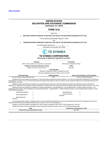 Thumbnail TD Synnex 10-Q Quarterly Report FY2026 Q3