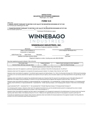 Thumbnail Winnebago Industries 10-K Annual Report 2026