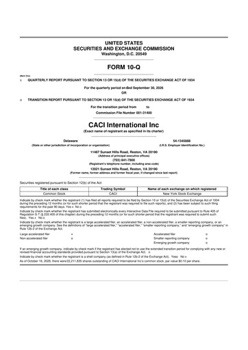 Thumbnail CACI International Inc 10-Q Quarterly Report FY2027 Q1