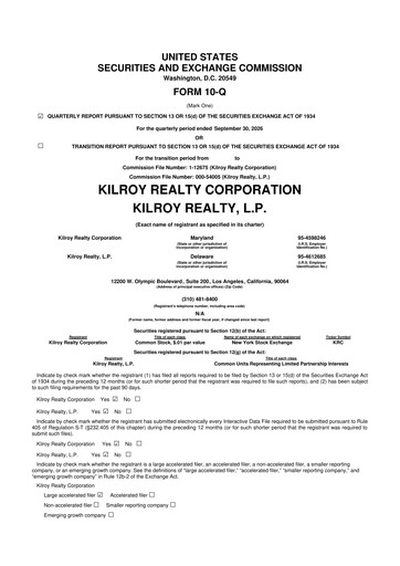 Thumbnail Kilroy Realty 10-Q Quarterly Report FY2026-10-23 