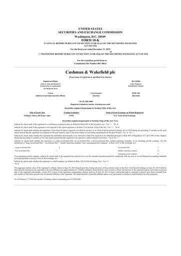 Thumbnail Cushman & Wakefield
 10-K Annual Report 2019