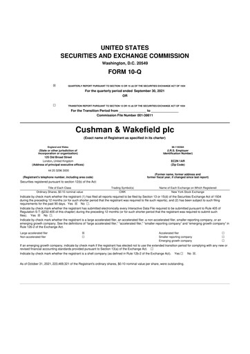 Thumbnail Cushman & Wakefield
 10-Q Quarterly Report FY2021 