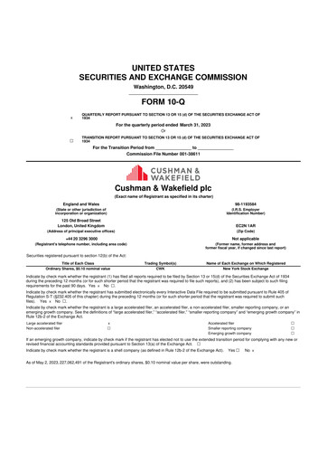 Thumbnail Cushman & Wakefield
 10-Q Quarterly Report FY2023 
