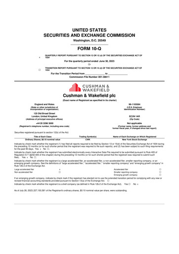 Thumbnail Cushman & Wakefield
 10-Q Quarterly Report FY2023 