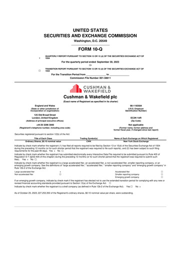 Thumbnail Cushman & Wakefield
 10-Q Quarterly Report FY2023 