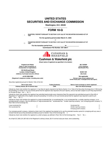Thumbnail Cushman & Wakefield
 10-Q Quarterly Report FY2025 