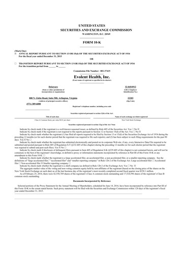 Thumbnail Evolent Health 10-K Annual Report 2015