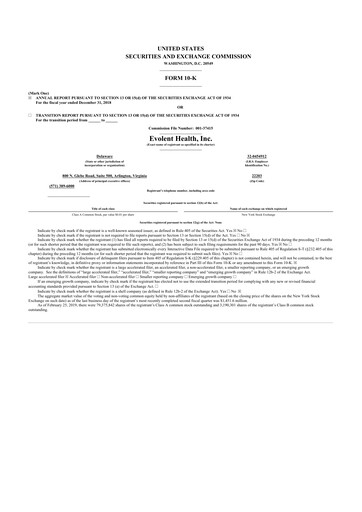 Thumbnail Evolent Health 10-K Annual Report 2018