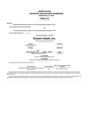 Thumbnail Evolent Health 10-Q Quarterly Report FY2019 