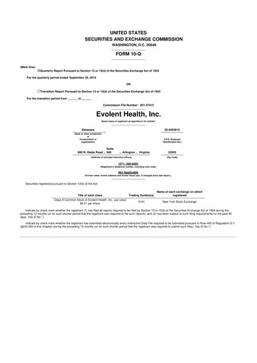 Thumbnail Evolent Health 10-Q Quarterly Report FY2019 