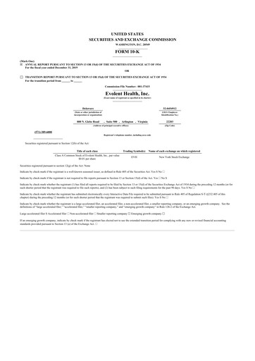 Thumbnail Evolent Health 10-K Annual Report 2019