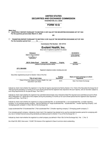 Thumbnail Evolent Health 10-Q Quarterly Report FY2023 