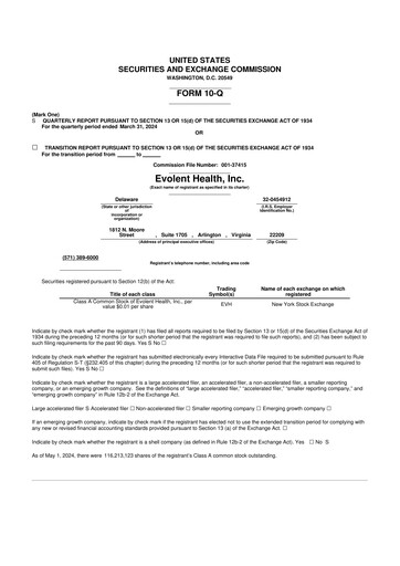 Thumbnail Evolent Health 10-Q Quarterly Report FY2024 