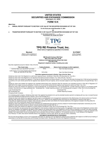 Miniature TPG Real Estate Finance Trust
 10-K Rapport annuel 2024